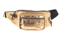 SAINT LAURENT Leather Fanny Pack Unisex Gold
