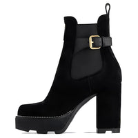 LOUIS VUITTON Beaubourg Short Chelsea Boots 7cm Women's Black