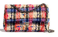 CHANEL Classic Flap CF Tweed Shoulder Bag Regular Women's Blue & Beige & Orange