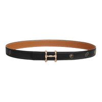 HERMES Calfskin Leather Belts Women's Black/Gold Width 2.4cm