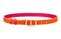 DIOR 30 Montaigne Leather Belts Women's Neon Orange/Neon Pink