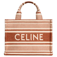 CELINE Cabas Thais Textile, Cow Leather Binding Shoulder Bag, Crossbody Bag, Handbag Small Size Women's Ochre