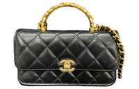 CHANEL Sheepskin Handbag Shoulder Bag Crossbody Bag Women's Black