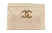 CHANEL Cow Leather Card Holder Women's White