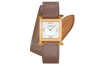 HERMES Heure H Wrist Watch Quartz Movement Genuine Leather Strap White Dial Women's Watch