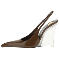 SAINT LAURENT Miller Pumps Wedge Heel High Heels 11cm Women's Brown