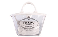 PRADA PVC Canvas Handbag, Shoulder Bag Women's White