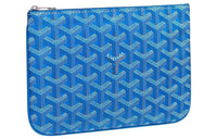 GOYARD SENAT Canvas With Leather Toiletry Bags Storage Bags Clutches Small Size Unisex Blue