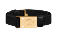 DIOR D-Treasure Calfskin Metal Resin Pearl Leather Belts Women's Black Width: 2CM