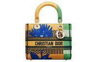 DIOR Lady Dior Pop Embroidery Handbag Medium Size Women's Bright Yellow