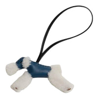 HERMES Glazed Surface Leather Metal Pendants Unisex Blue