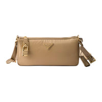 PRADA Recycled Polyamide Shoulder Bag Trumpets Women's Camel