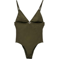 PRADA Logo-triangle Fine-ribbed Swimsuit