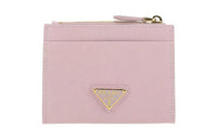 PRADA Leather Card Clip Card Holder Women's Light Pink