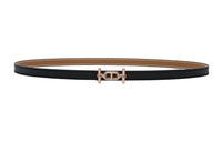 HERMES Rose Gold Buckle Togo Calfskin Belt Women's Black Width 1.3cm