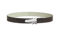 HERMES Calfskin Stainless Steel Leather Belts Men's Ebony Width: 3.2CM