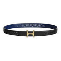 HERMES Calfskin Leather Belts Women's Black Width 2.4CM