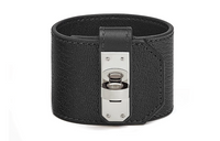 HERMES Goatskin Palladium-Plated Bangles Women's Black
