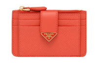 PRADA Saffiano Leather Card Holder Women's Orange