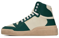 SAINT LAURENT High-Top Stylish Skateboarding Shoes Women's White Green Old-fashioned