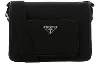PRADA Recycled Nylon Fabric Shoulder Bag, Crossbody Bag Men's Black