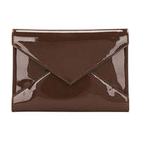 SAINT LAURENT Patent Leather Passport Holder Women's Coffee Caramel