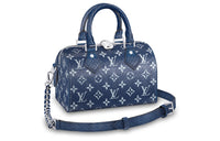 LOUIS VUITTON Speedy Python Skin Pillow Bag Handbag Shoulder Bag Crossbody Bag Women's Blue