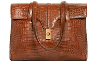 CELINE 16 Crocodile Leather Handbag Shoulder Bag Women's Tawny