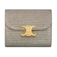 CELINE Triomphe Fabric Wallet Small Size Women's Bright Gold