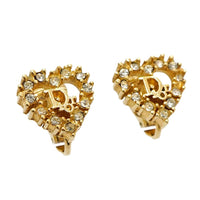 DIOR Gold-Plated Rhinestone Earrings Unisex Gold