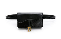 DIOR Patent Leather Patchwork Cow Leather Fanny Pack Women's Black