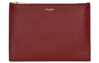 SAINT LAURENT Leather Clutch Medium Size Women's Vibrant Red