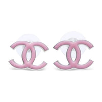 CHANEL Enamel Stud Earrings Women's Pink