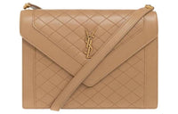 SAINT LAURENT Lambskin Shoulder Bag Women's Brown
