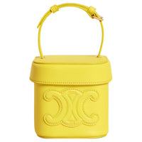 CELINE Triomphe Smooth Cow Leather Box Bag, Handbag, Shoulder Bag, Crossbody Bag Small Size Women's Bright Yellow