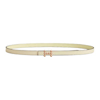 HERMES Calfskin, Metal, Rose Gold Plated Leather Belts Women's Beige Width 1.3CM