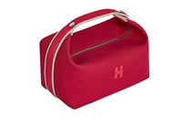 HERMES Bride-a-Brac Cotton Handbag Toiletry Bag Large Size Unisex Rogue Red