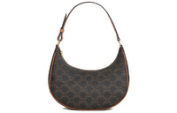 CELINE AVA Cow Leather Underarm Shoulder Bag Trumpets Women's Tawny