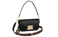 LOUIS VUITTON Calfskin With Canvas Trim Shoulder Bag Handbag Shoulder Bag Women's Black