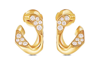 LOUIS VUITTON Cuban Chain Earrings Yellow Gold And Diamonds
