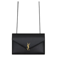 SAINT LAURENT ENVELOPE Calfskin Crossbody Bag, Shoulder Bag Mini Women's Black