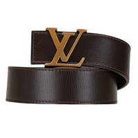 LOUIS VUITTON Leather Leather Belts Men's Black Width: 4CM