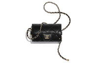 CHANEL Leather Wallet Clutch Crossbody Bag Women's Black