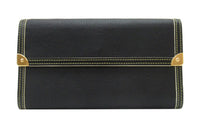 LOUIS VUITTON Cow Leather Wallet Women's Black