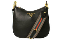 PRADA Leather Crossbody Bag Shoulder Bag Women's Black