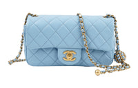 CHANEL Classic Flap CF22SS Spring And Summer Sheepskin Crossbody Bag Mini Women's Blue