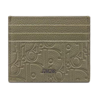 DIOR Leather Card Holder Men's Khaki