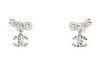 CHANEL Earrings Women's Silver/Pearl White