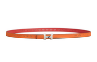 HERMES Floral Pattern Vent, Smooth Buckle Leather Belts Women's Orange/Red Width 1.3cm