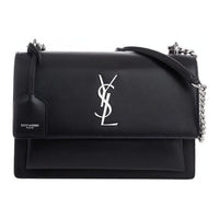 SAINT LAURENT Leather Crossbody Bag Shoulder Bag Women's Dark Blue